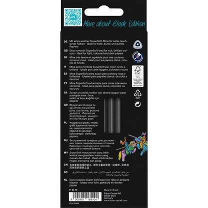 Faber-Castell Black Edition Colour Pencils Pastel & Neon Pack of 12