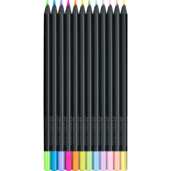 Faber-Castell Black Edition Colour Pencils Pastel & Neon Pack of 12