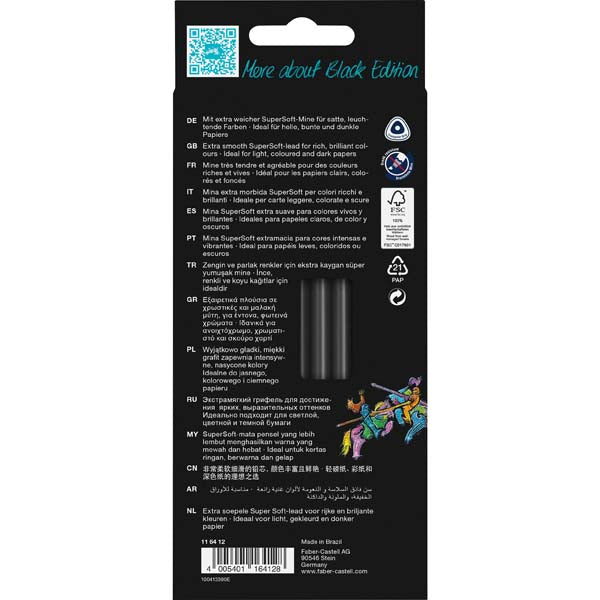 Faber-Castell Black Edition Colour Pencils Pack of 12