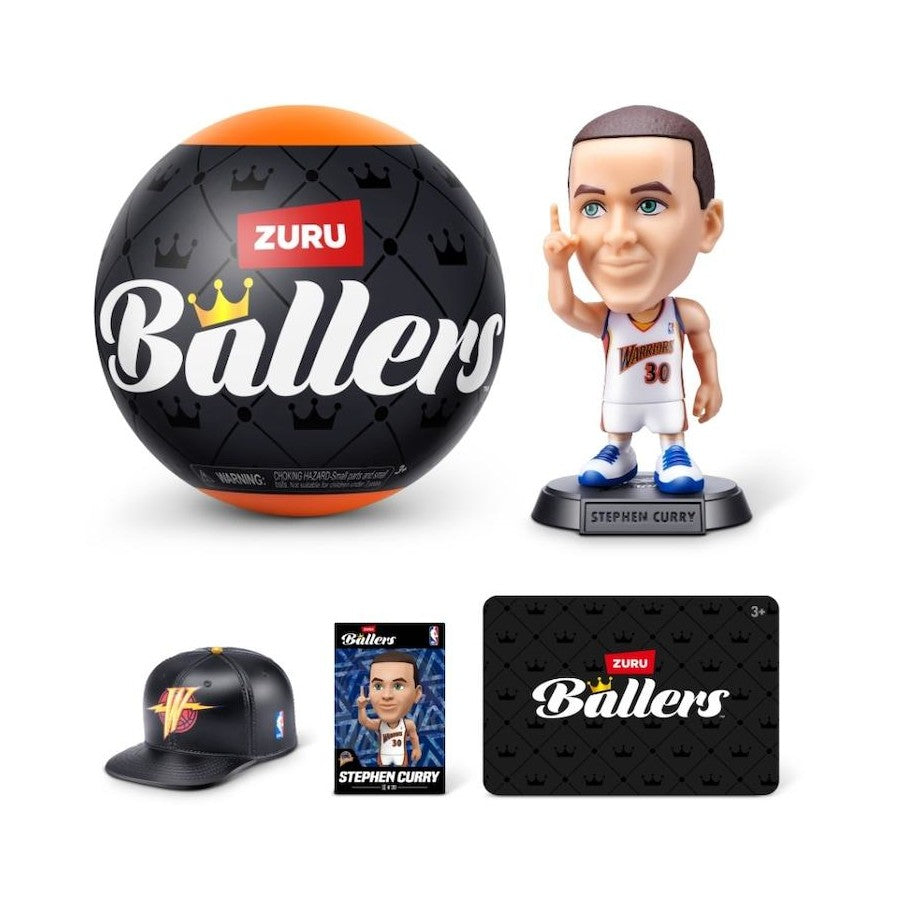 ZURU Ballers basketball with Stephen Curry mini figure, cap, and card pack