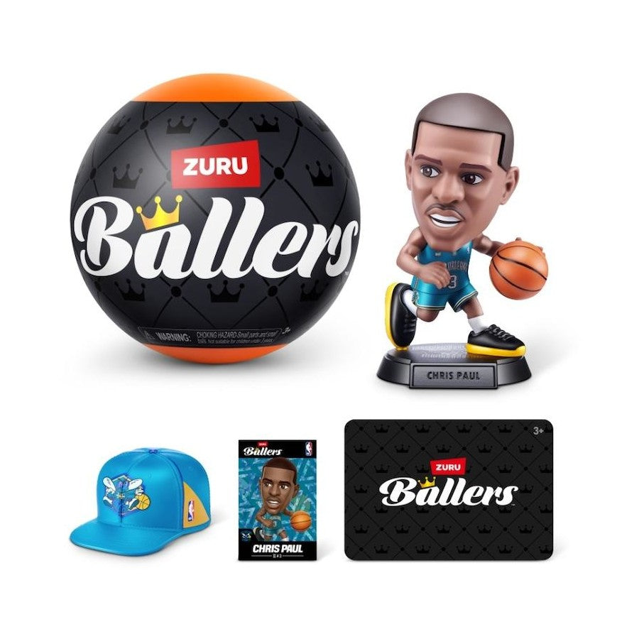 ZURU Ballers basketball with Chris Paul mini figure, blue cap, and card pack