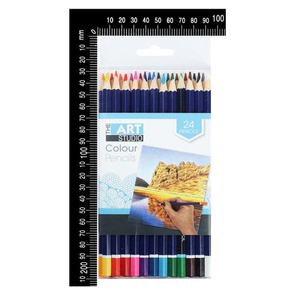 Lavender The Art Studio Coloured Pencils Assorted Colours 24 Pack Pencils