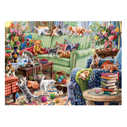 Crown 1000 Pce Amazing Animals Kittens In The Living Room