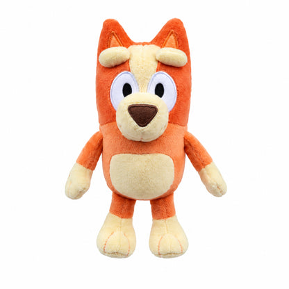 Orange plush dog toy with big ears and embroidered face