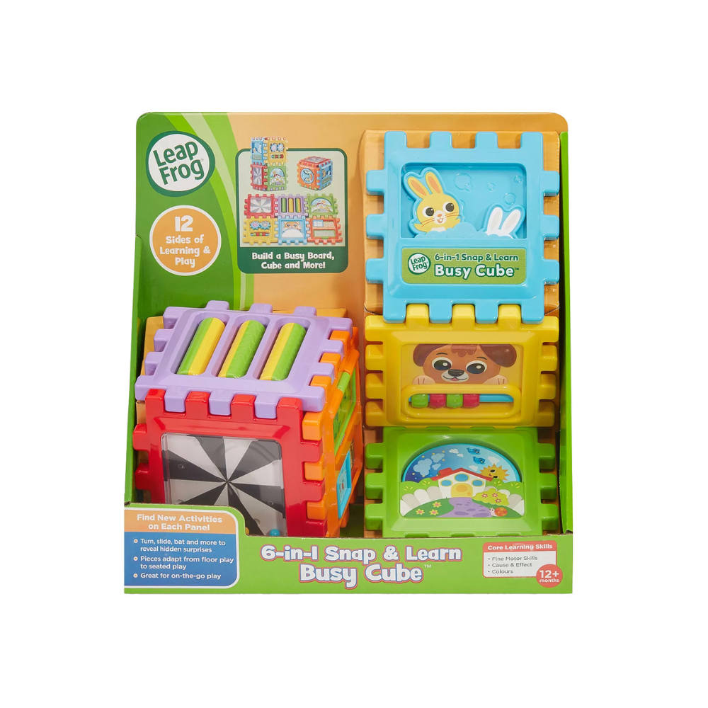 LeapFrog 6-in-1 Snap & Learn Busy Cube learning toy with colorful snap panels