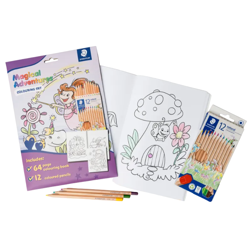Lavender Staedtler Magical Adventures Colouring Book with Pencils Kids Colouring Books