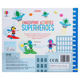 Usborne Fingerprinting Activity Book with Colourful Ink Pads Superheroes