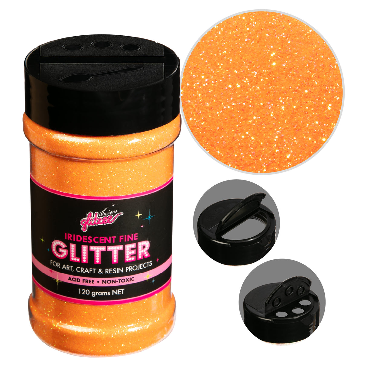 Illusions Iridescent Fine glitter 0.3mm-Orange Bullion (113g)