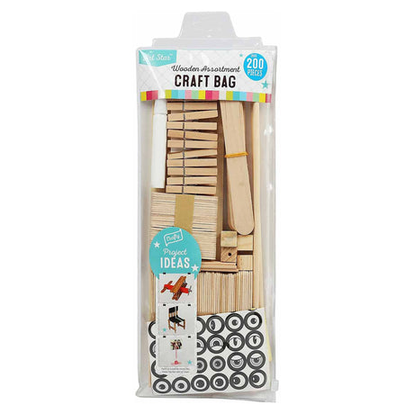 Art Star Wooden Assortment Craft Bag (200 Piece)