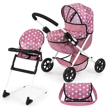 Bayer Cosy with Highchair Smokey Pink with White Stars