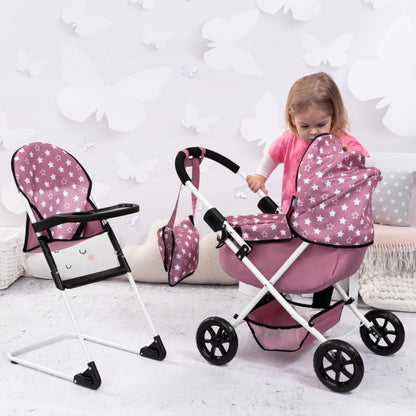 Bayer Cosy with Highchair Smokey Pink with White Stars