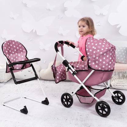 Bayer Cosy with Highchair Smokey Pink with White Stars