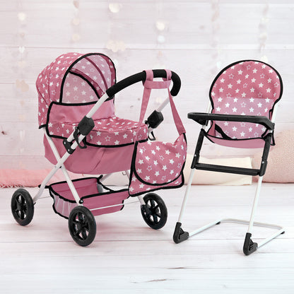 Bayer Cosy with Highchair Smokey Pink with White Stars
