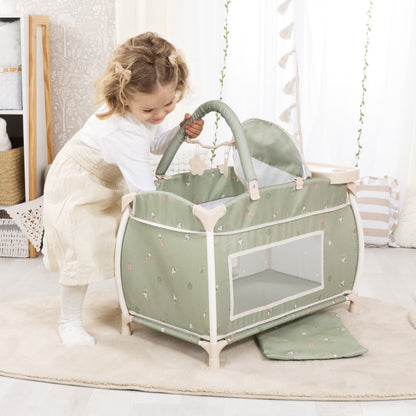 Bayer Multi Bed Doll Cot & Integrated High Chair  Soft Sage Green