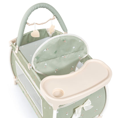 Bayer Multi Bed Doll Cot & Integrated High Chair  Soft Sage Green