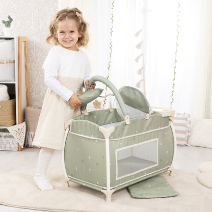 Bayer Multi Bed Doll Cot & Integrated High Chair  Soft Sage Green