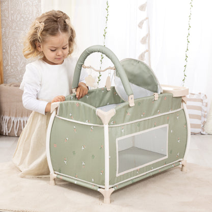 Bayer Multi Bed Doll Cot & Integrated High Chair  Soft Sage Green