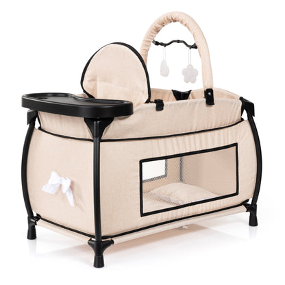 Bayer Multi Bed Doll Cot & Integrated High Chair Beige
