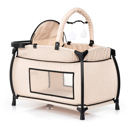 Bayer Multi Bed Doll Cot & Integrated High Chair Beige