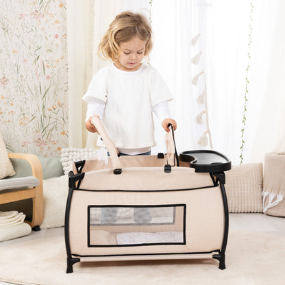 Bayer Multi Bed Doll Cot & Integrated High Chair Beige