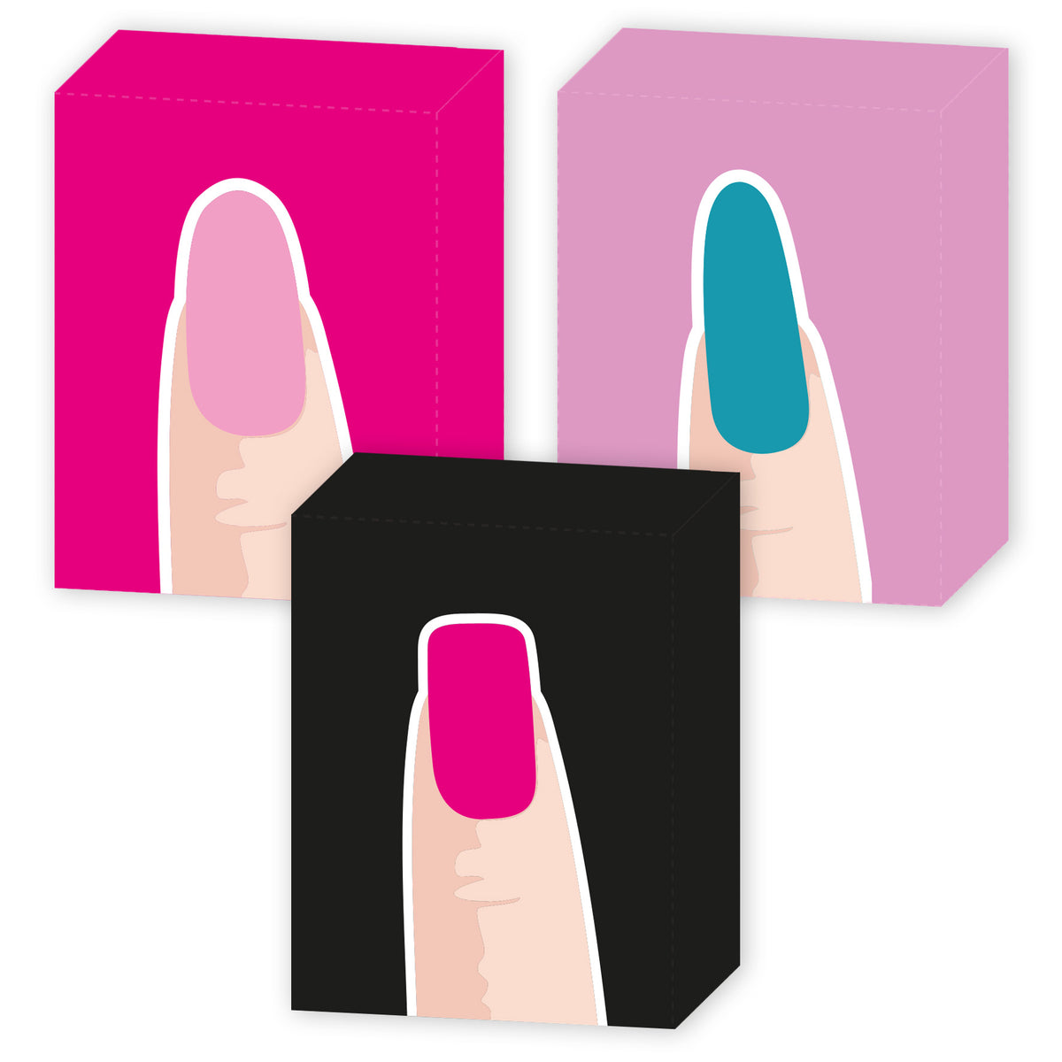 Pack of nail accessory sets with two boxes and nail designs on the front.