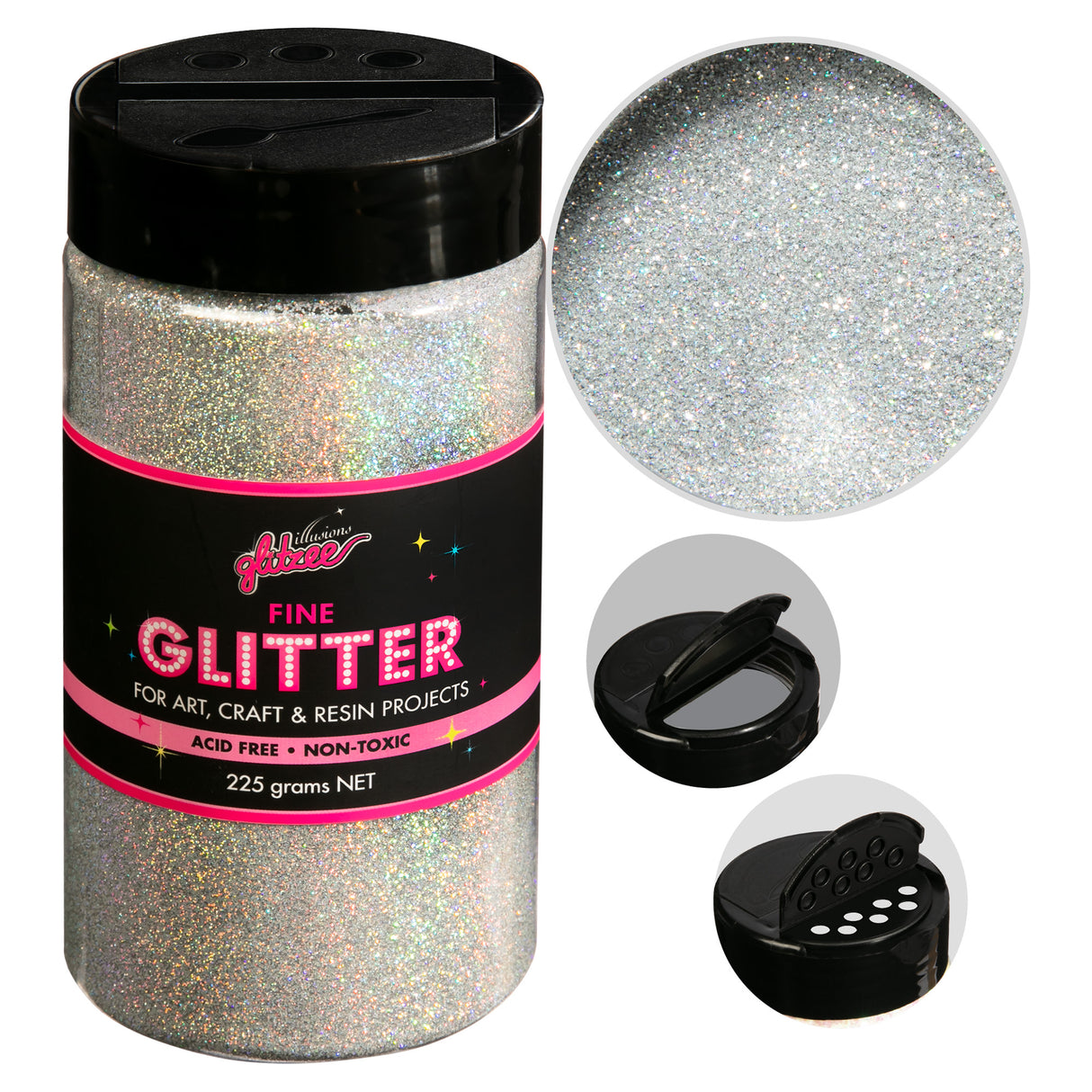 Illusions Fine Ordinary glitter 0.2mm-Bling Holographic (227g)