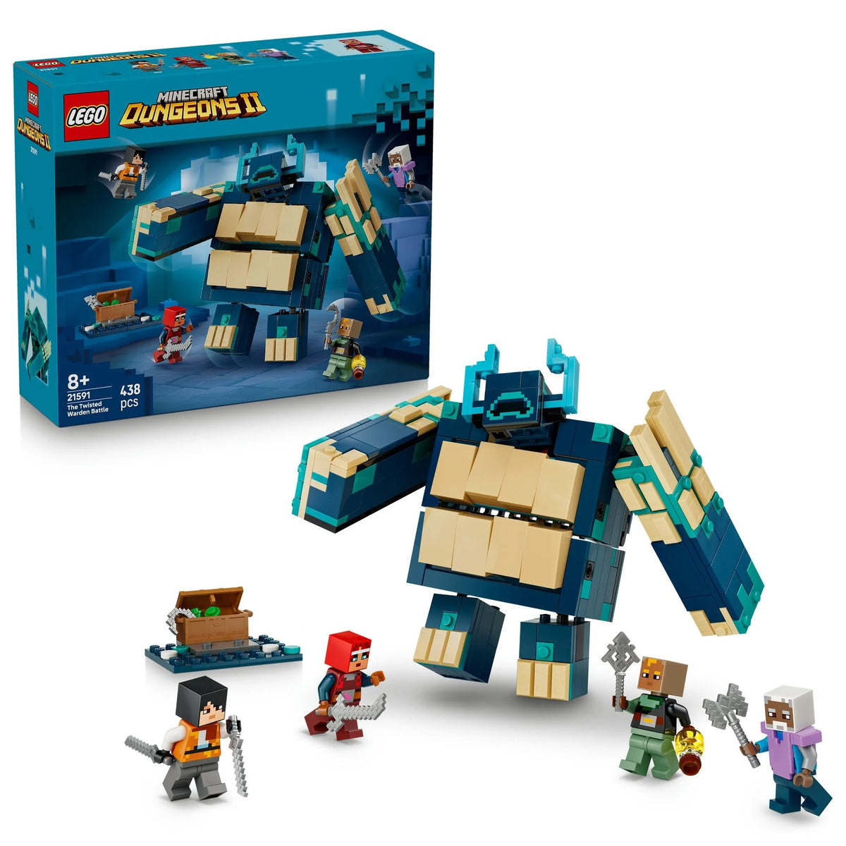LEGO Minecraft Twisted Warden battle set with warden build and minifig characters