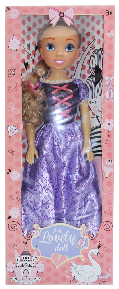 Bambolina Dolls 80Cm Fashion Doll Rapunzel in Purple Dress