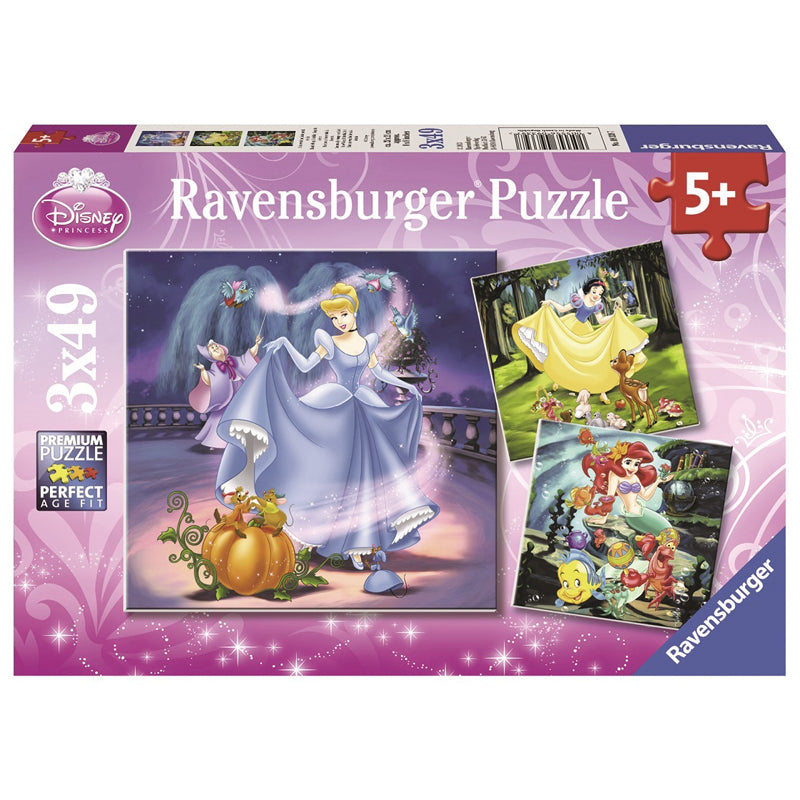 Ravensburger 3 x 49pc Disney Snow White, Cinderella and Ariel Puzzle