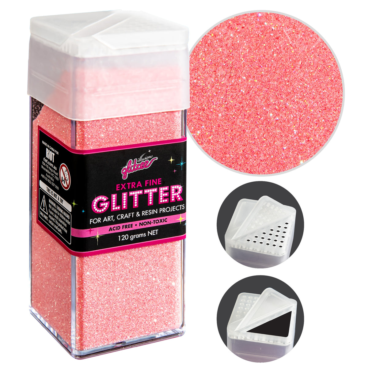 Illusions E X tra Fine Ordinary glitter 0.2mm-Crystal Coral (120g)