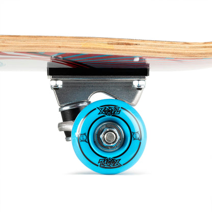 Skateboard front wheel and trucks with blue wheels and maple deck