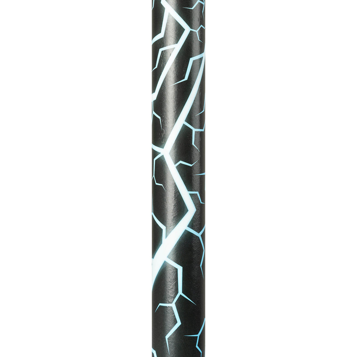 Black pogo stick shaft with blue geometric line graphics