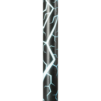 Black pogo stick shaft with blue geometric line graphics