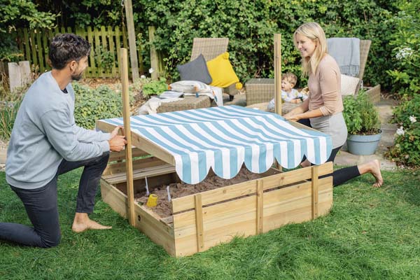 Plum Sandpit with Canopy