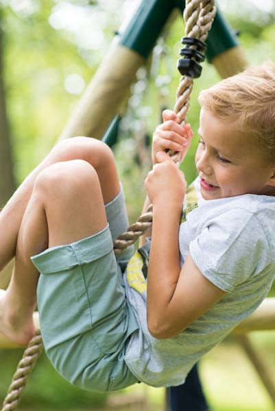 Plum Gibbon Wooden Swing Set Two Single Swing seat, Climbing Rope & Ladder for Kids