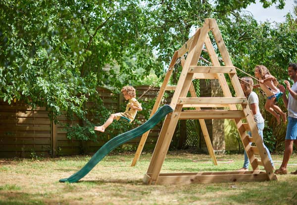 Plum Wooden Climbing Frame with Height adjustable seats and Carabiner - Tamarin