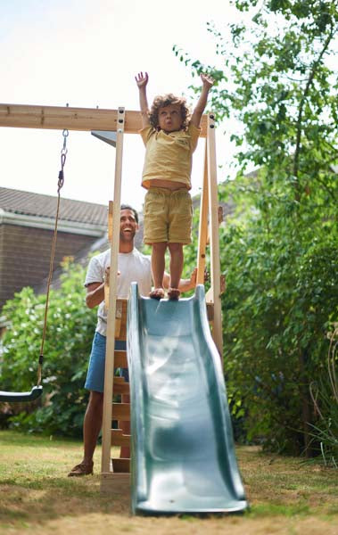 Plum Wooden Climbing Frame with Height adjustable seats and Carabiner - Tamarin