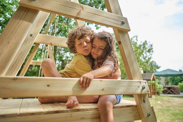 Plum Wooden Climbing Frame with Height adjustable seats and Carabiner - Tamarin