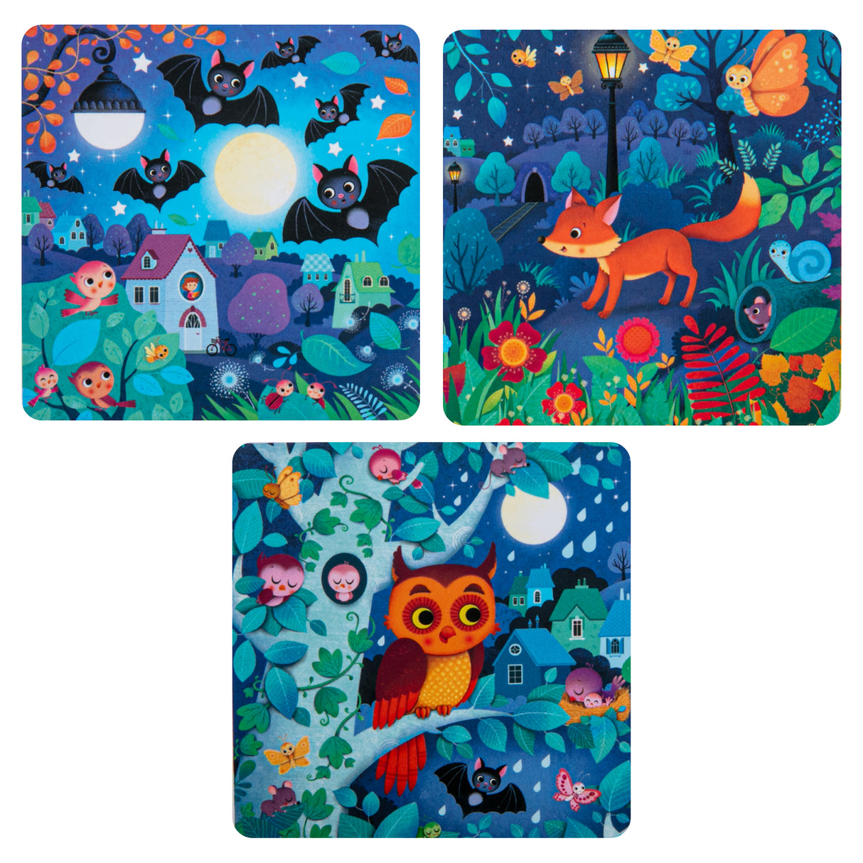 Usborne Book & 3 Jigsaw Puzzles Night time