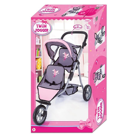 Bayer Twin Jogger Doll Pram, Grey/Pink with Fairy