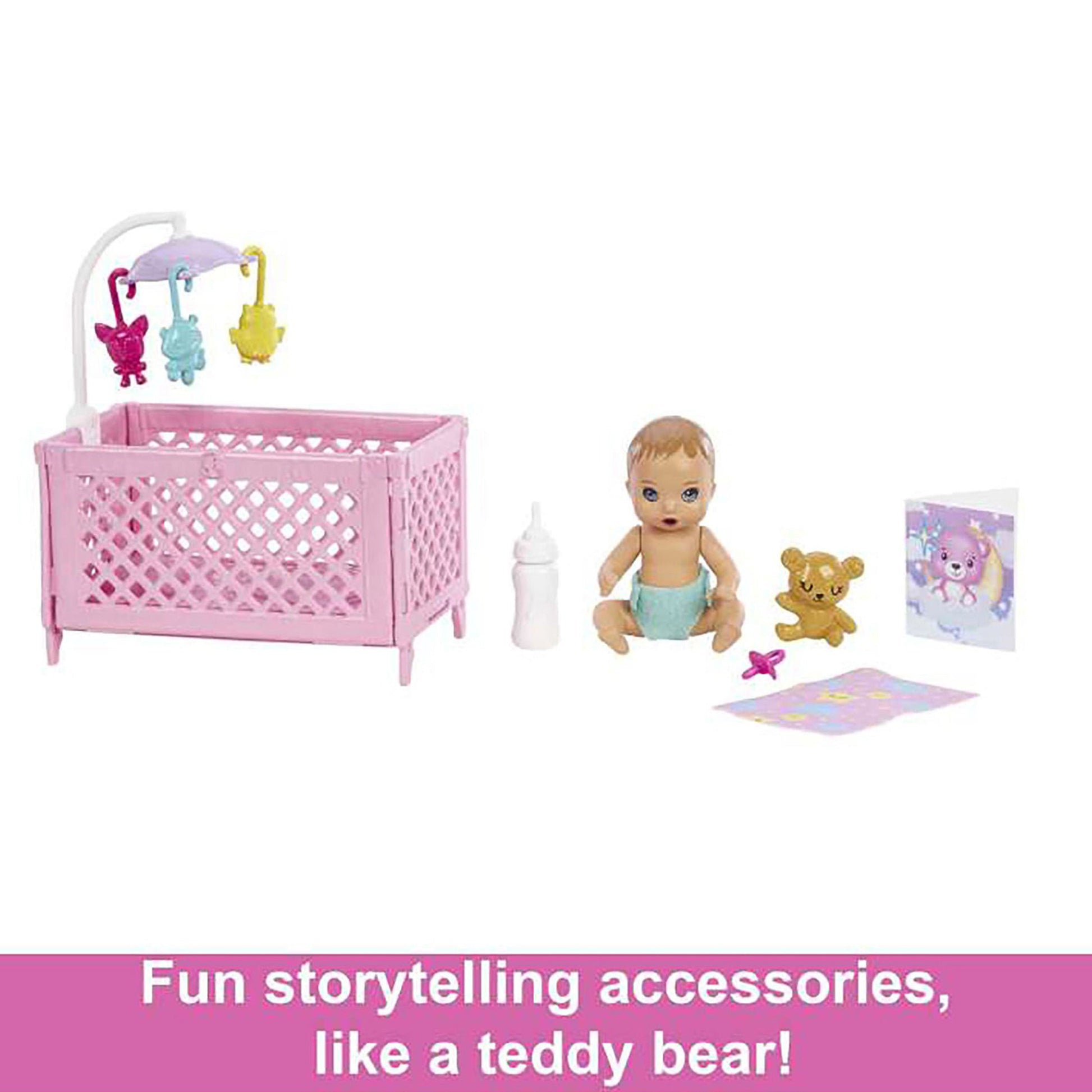Barbie Skipper Babysitters Playset With Skipper Doll, Baby Doll With Sleepy Eyes, Crib And Accessories