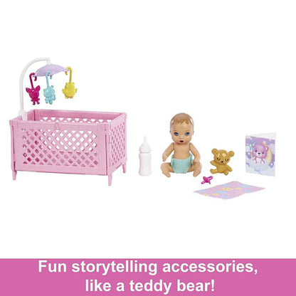 Barbie Skipper Babysitters Playset With Skipper Doll, Baby Doll With Sleepy Eyes, Crib And Accessories