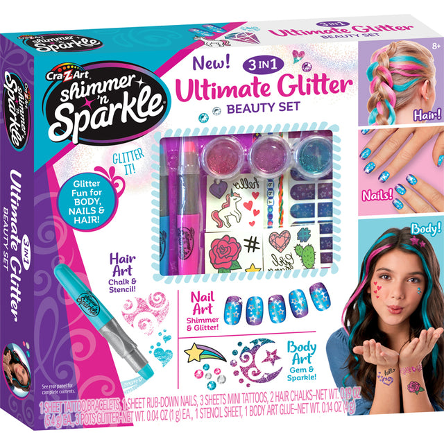 Shimmer 'N' Sparkle 3 in 1 Ultimate Glitter Beauty Set