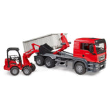 Bruder 1:16 MAN TGS Truck with Roll-off-container + Schaffer Compact Loader 2630