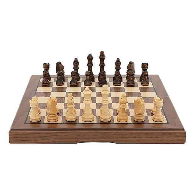 Dal Rossi Chess Set Folding Walnut Inlaid (12 inches)