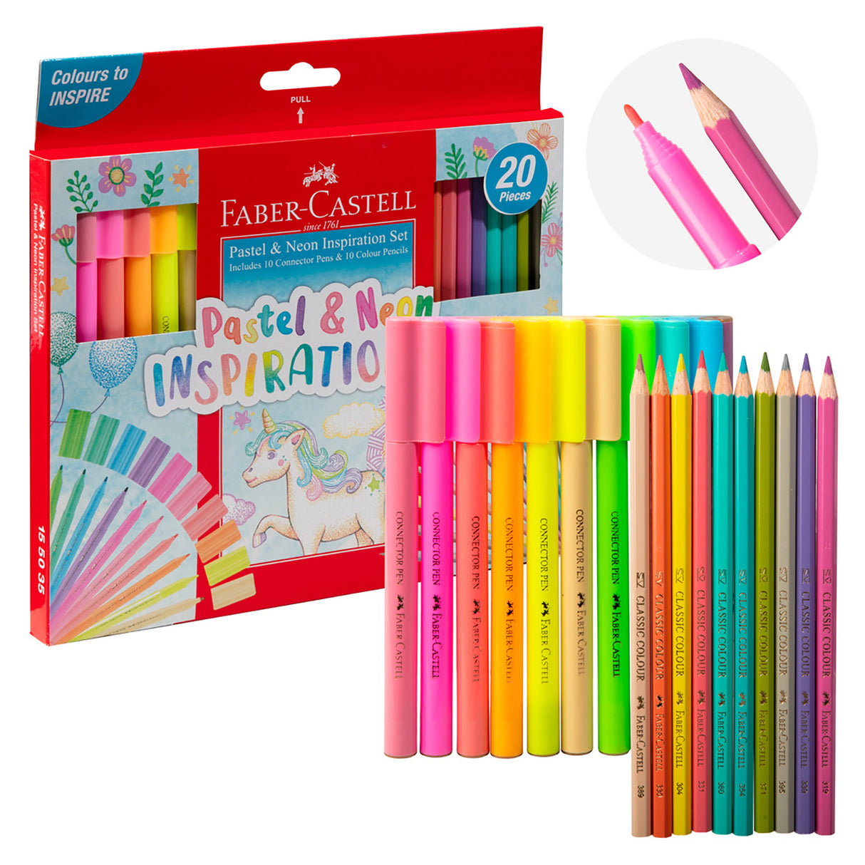 Faber Castell Pastel & Neon Inspiration Set, (Box of 20)