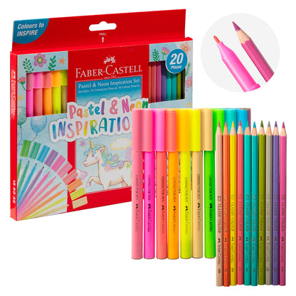 Faber Castell Pastel & Neon Inspiration Set, (Box of 20)