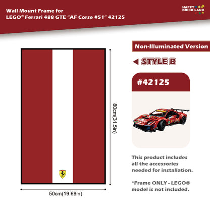 Decorative Wall Mount Frame For LEGO® 42125 Ferrari 488 GTE (without LED) - Style B