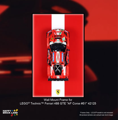 Decorative Wall Mount Frame For LEGO® 42125 Ferrari 488 GTE (with LED) - Style B