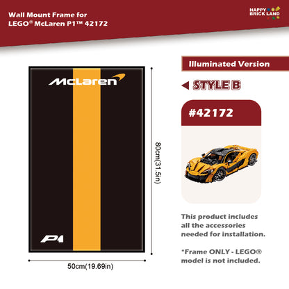 Decorative Wall Mount Frame For LEGO® 42172 McLaren P1 (with LED) - Style B